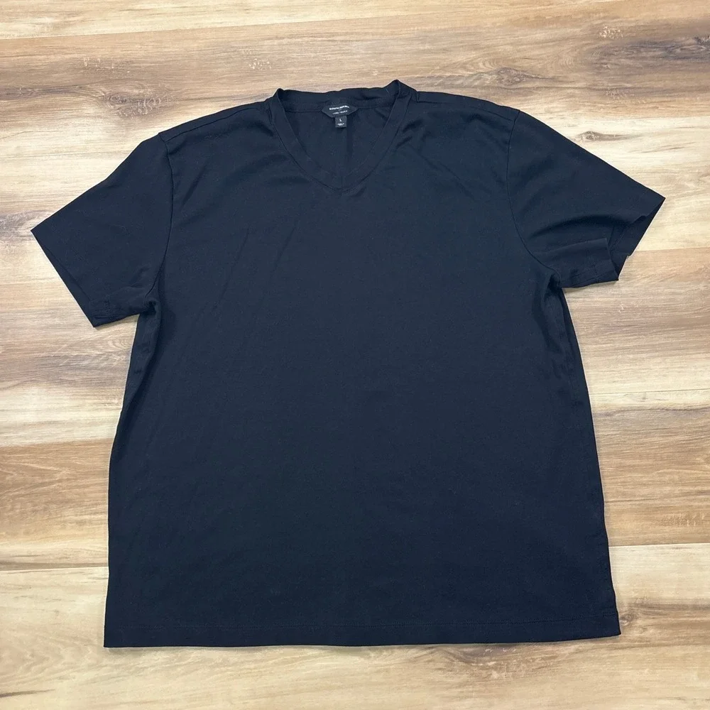 Banana Republic T-Shirt Mens L Luxe Touch Cotton V-Neck Black Minimalist Tee
